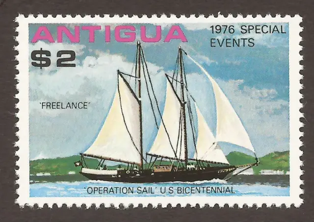 ANTIGUA 1976 SG524 $2 Yacht Freelance (top value of set) MNH (JB16541)