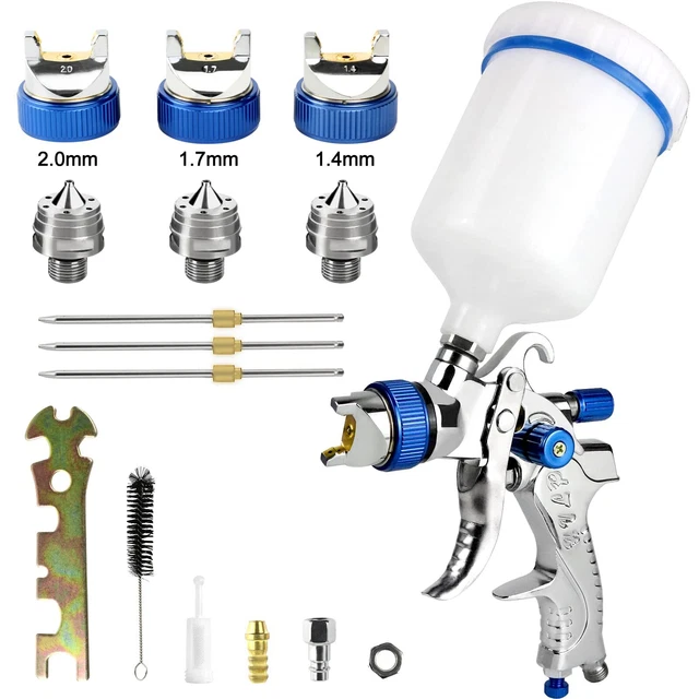 Pistolet à Peinture BenBow PK60 HVLP - Buses 1.4mm & 1.8mm | Godet 600ml | Professionnel Solvant/Apprêt | Sans Joint O-Ring