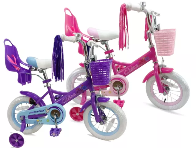 12" Girl Kids Princess Bike w/ Training Wheels & Brake Doll Carrier Bell Bicycle