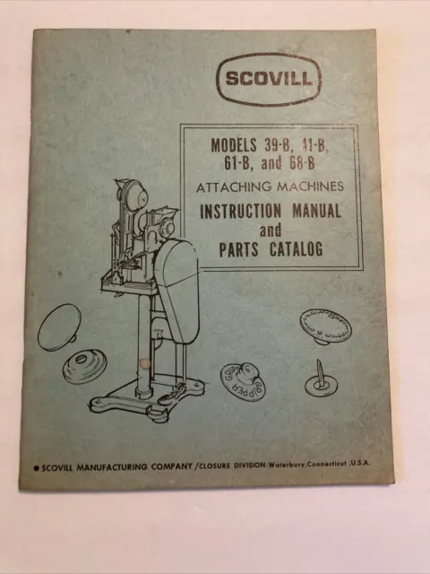 Catálogo de piezas manuales de instrucciones de máquina de conexión Scovill modelo 39B 41B 61B 68B