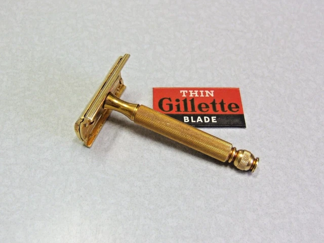Vintage 1940'S Gillette Gold TECH Double Edge Safety Razor CLEAN