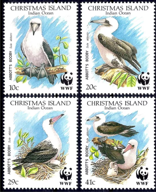 Christmas Island 1990 WWF Sea Birds Abbott's Booby Wildlife Conservation 4v MNH