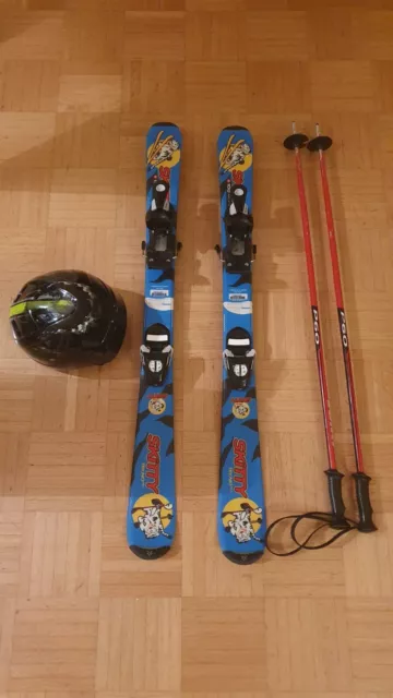 Carving Ski Set: Ski Tecno Pro Skitty 100cm, Ski Stöcke 100cm, Helm Gr. 56-58