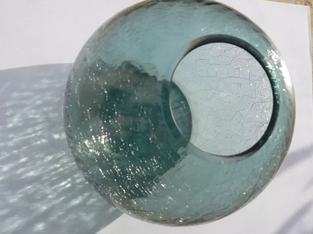 RAUCHGLAS CRAQUELE KUGELVASE  seltene Farbe: Grau Grün 50er 60er s.gut erhalten