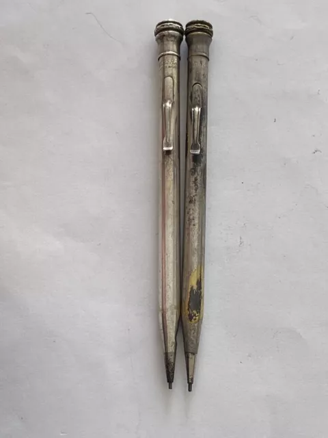 Two Vintage Mechanicsl Pencils “EVERSHARP” Silver Plated both come with a led