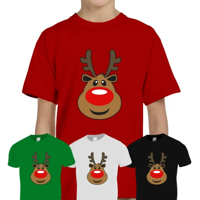 T-shirt top di Natale bambini ragazzi ragazze Rudolph The Reindeer Natale