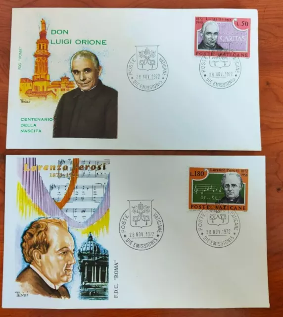 FDC ENVELOPPE 1ER JOUR Don Luigi Orione, Lorenzo Perosi 1972