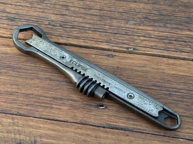 Vintage c.1940 ECLIPSE Eskilstuna Sweden Adjustable Wrench Multi-Size Spanner