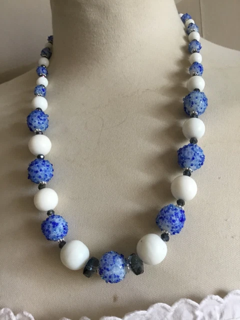 Collier Vintage Perles Pâte De Verre Murano - Longueur Variable, Très Bon état