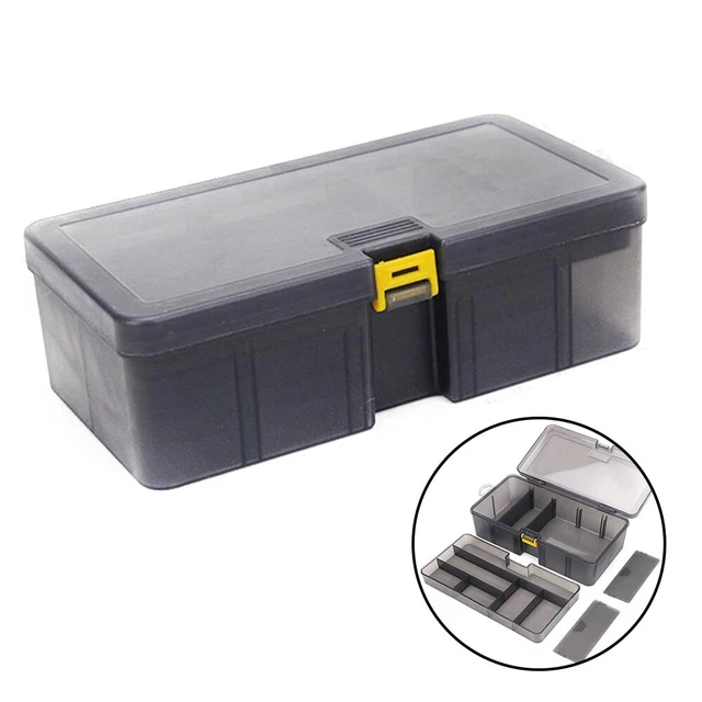 Schlagfeste Angeltackle Organizer Box mit durchscheinend grauem Design