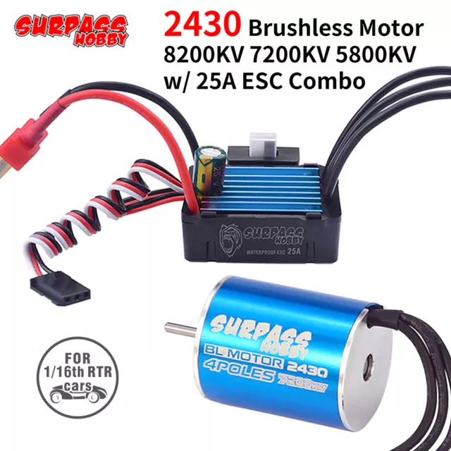 2430 7200KV Brushless Motor & 25A Regler ESC für 1/18 1/16 HSP HPI Tamiya RC Car