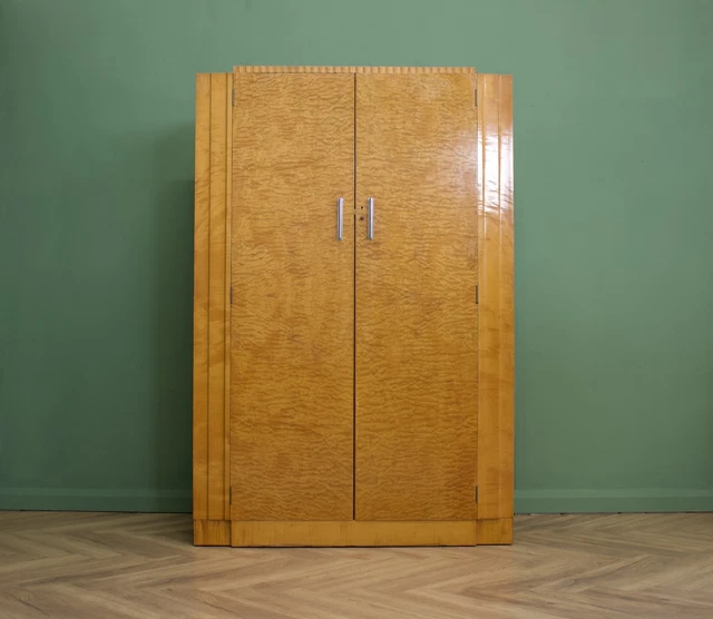 DELIVERY £80 Vintage Art Deco 1930s Birdseye Maple Wardrobe
