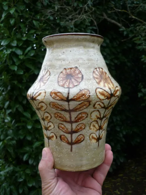 Vase Ceramique Gres Emaille Malarmey Vallauris Vers 1960 Decor Floral Fait Main