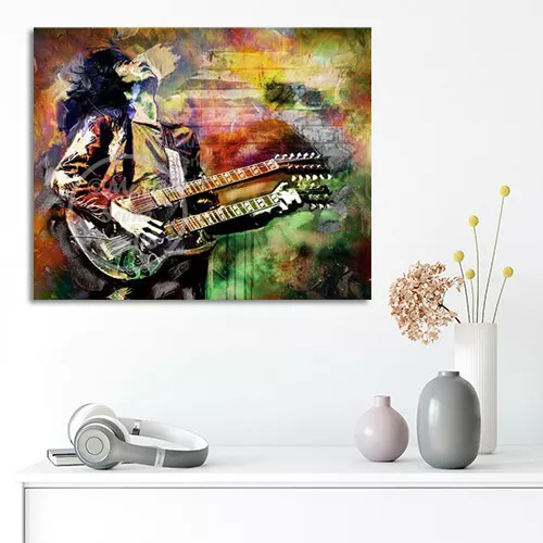 Jimmy Page Canvas Art, Zeppelin Art Canvas, Jimmy Page Guitar, Zeppelin Art