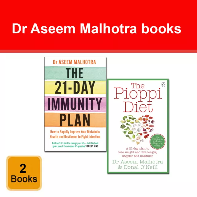 21 Day Immunity Plan, Pioppi Diet 2 Books Collection Set by Dr Aseem Malhotra