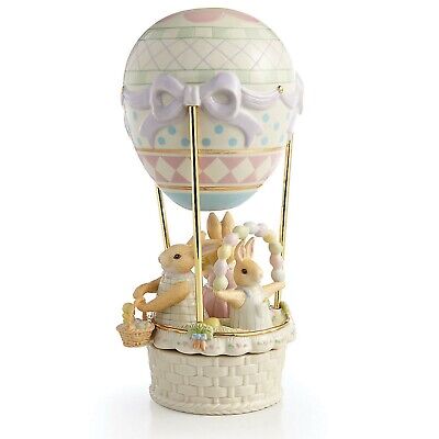 Lenox Easter Bunny Hot Air Balloon Musical Centerpiece Rotating Spring Up & Away