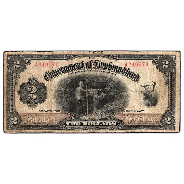 $2 1920 Government of Newfoundland Canada Note NF-13b