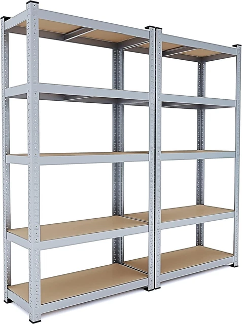 Scaffali Metallici Yaheetech 180x90cm - 2 Unitá A 5 Ripiani, Portata 175kg, Nero