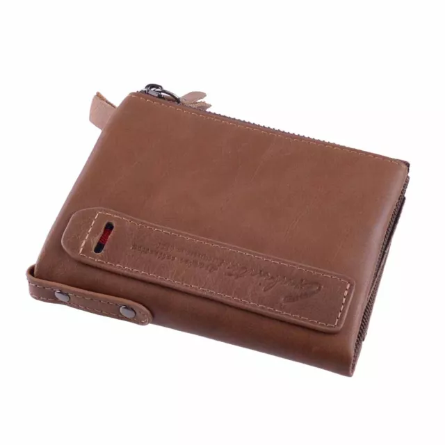 Men's Retro Vintage Leather Zipper Wallet Bifold Card Holder Coin Purse 2