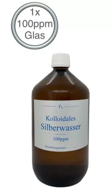 Kolloidales Silberwasser 1000ml, 100ppm, Glasflasche, hochrein, frisch, top!!!