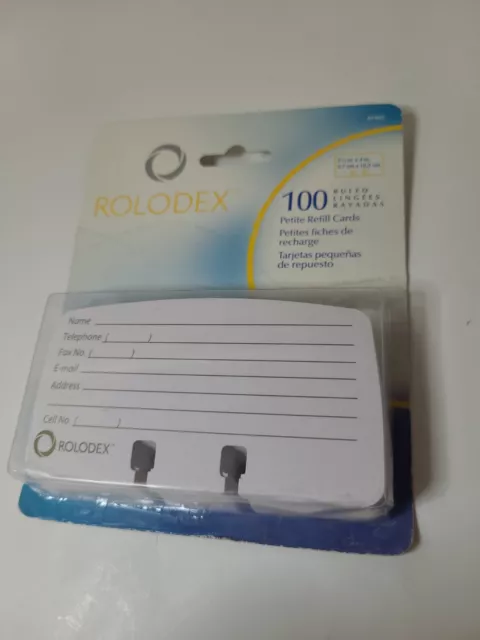 Rolodex Petite Refill Cards, 2 1/4 x 4, 100 Cards/Pack - Name - Phone - Address