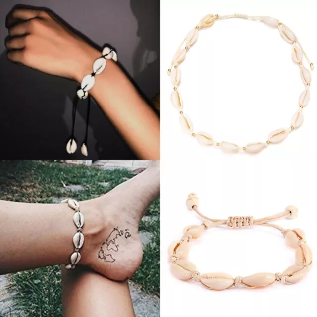 Women Fashion Boho Shell Charm Bracelet Necklace Anklet Rope Jewelry Gifts NEW