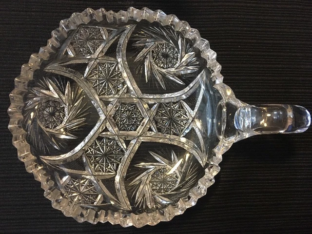 American Brilliant ABP Cut Glass NAPPY Dish Bowl Beautiful Hobstar Design