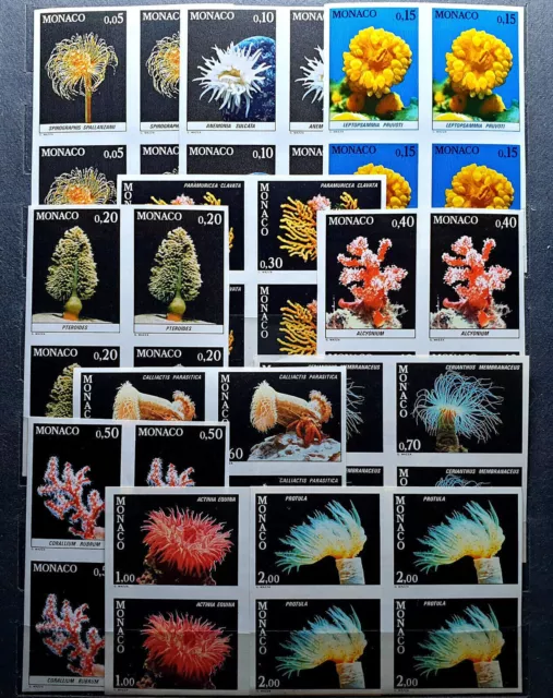 Monaco 1980 imperf - Corals - MNH - Full Quartblocks Set - Yvert €440.00