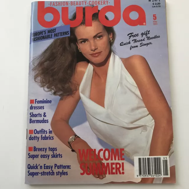 Rare Vintage Burda Magazine May 1991 with foldout patterns in different sizes