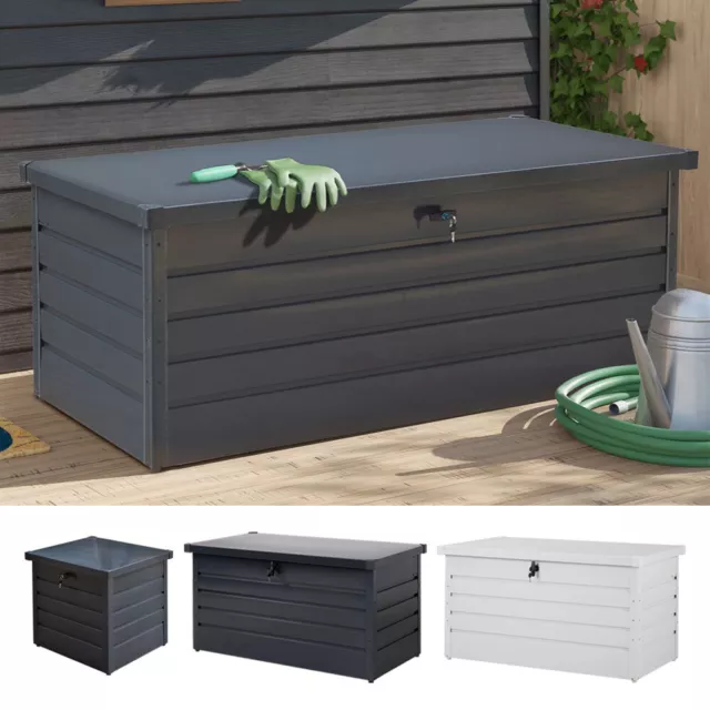 Lockable Storage Box Steel Garden Utility Chest Container Tool Shed Box with Lid
