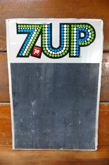 Vintage 1970s Original 7Up The Uncola Metal Embossed Advertising Chalkboard Sign