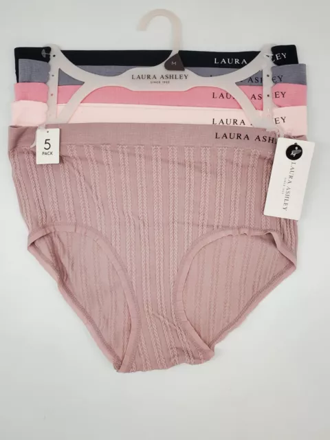 LAURA ASHLEY 5 Pack Women 1X 3X Seamless Briefs Panties Black Gray Pink  Beige £28.30 - PicClick UK
