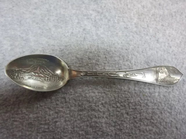 1800's Mt TACOMA now Mt RAINIER & CITY TACOMA WASHINGTON Souvenir STERLING SPOON