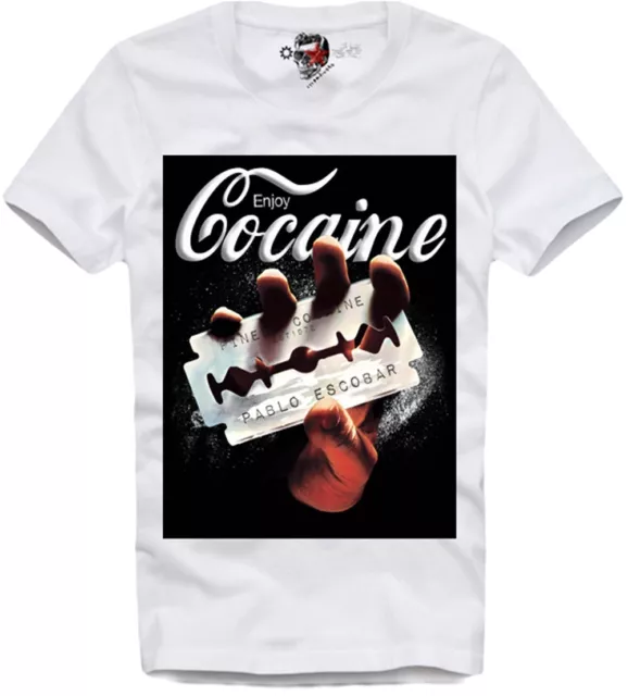 E1Syndicate T Shirt  "Enjoy Cocaine" Pablo Escobar Finest Blow Razor Blade 5601