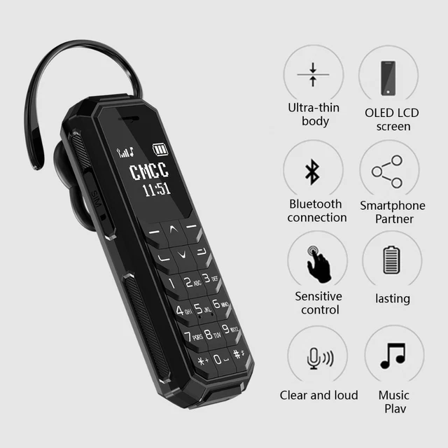 Smallest Mini Mobile Phone 0.66" Tiny Screen Bluetooth Dialer