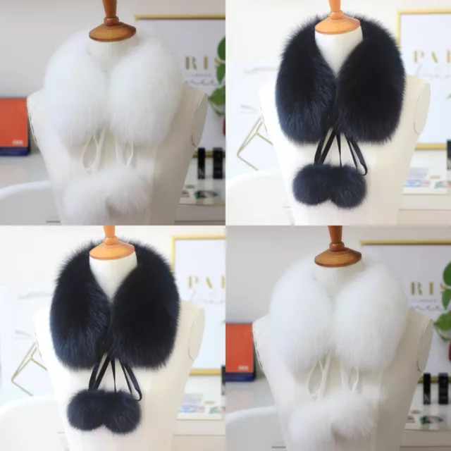 100% Real fox fur collar neck wrap /scarf women Neckerchief Collar Pompom