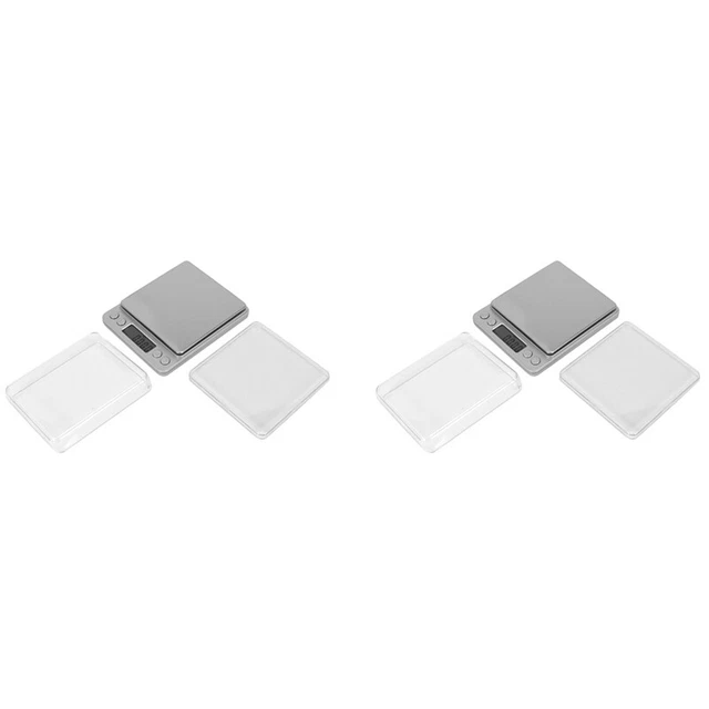 Set 2 Vassoi In Plastica Per Bilancia Alimentare - Ciotole Dosatrice Trasparenti Per Alimenti, Gioielli E Polveri - 18.5x17.5x5.5 Cm