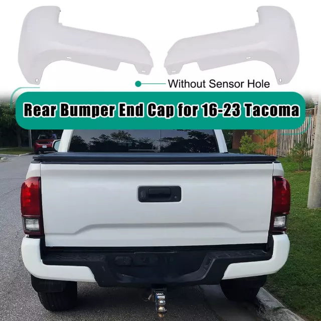 Rear Bumper End Cap WHITE W/O Sensor Hole Set Pair For Toyota Tacoma 2016-2022