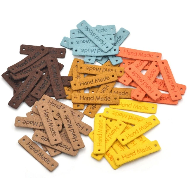5 Fabric Handmade Labels Tags 42 X 10 mm Sewing Craft Knit Hat UK Seller Browns