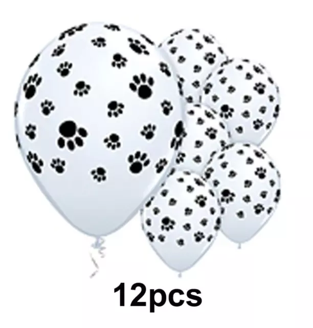 10pcs/lot 12inch White Black Pet Balloons Dog Cat Paws Latex