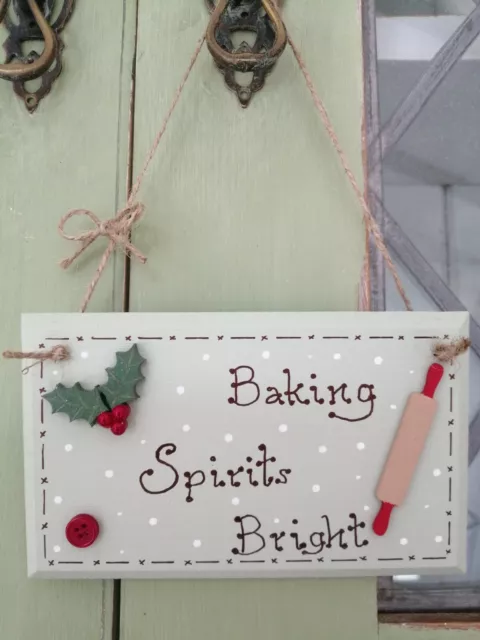 🍰 Handmade Christmas Baking Kitchen Plaque Sign Gift Present Shabby Chic *
