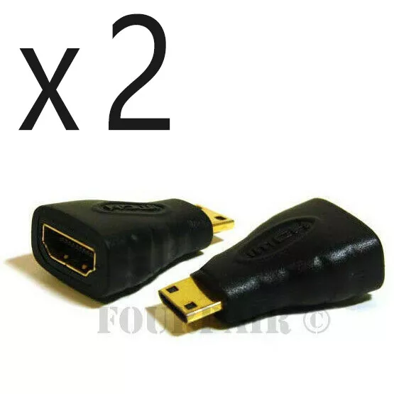 Pack de 2 adaptateurs HDMI femelle vers mini HDMI mâle type C convertisseur caméscope numérique