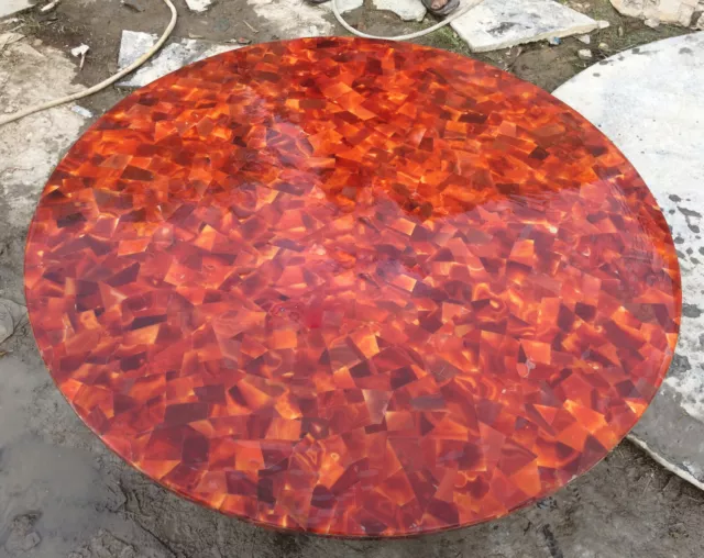Red Tiger Eye Stone Marble Coffee Table Top Inlay Handmade Arts Furniture Decor