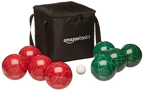 Basics 100 Millimeter Bocce Ball Outdoor Yard Games Set with Soft Carrying Case,