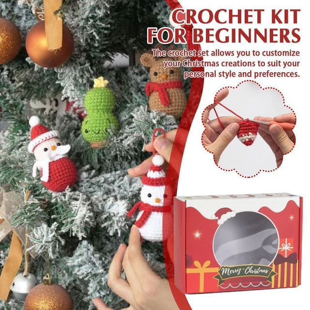 Woiqeuwr Kit Uncinetto Natalizio Per Principianti - Con Tutorial Video E Materiali Inclusi (Filato, Uncinetto, Imbottitura) - 5