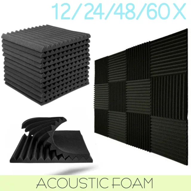 12-60 PCS Studio Acoustic Foam Sound Absorbtion Proofing Panel Wedge Soundproof