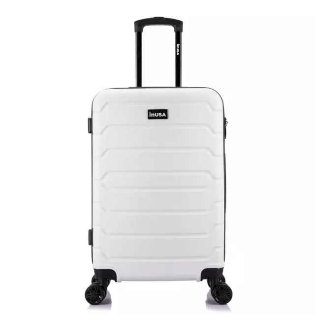 24" Lightweight Hardside Spinner Checked Luggage Carry On Travel Suitcases White