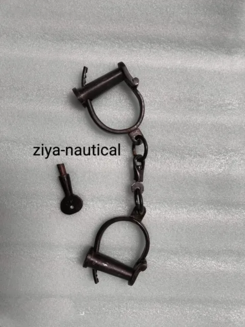 Antique Style Cuff Handcrafted Fine Iron Lock & Key Handcuffs