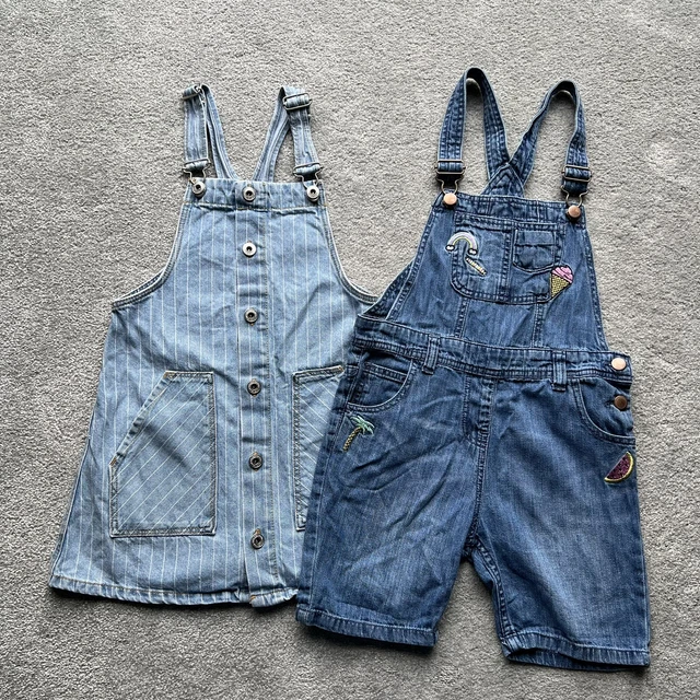 Zara & John Lewis Girls Bundle Age 8 Years Dungarees Dress Rainbow Stripe