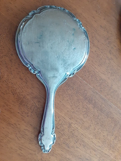 Ancien face a main miroir  de courtoisie, argent miroir biseauté